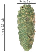 Artikel Tannenzapfen Keramik 14 cm 3er-Set Grün Braun Dunkelbraun Innenbereich