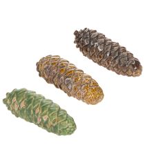 Artikel Tannenzapfen Keramik 14 cm 3er-Set Grün Braun Dunkelbraun Innenbereich