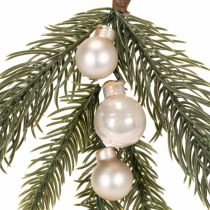 Artikel Künstlicher Tannenzweig mit weißen Mini-Christbaumkugeln 46 cm, 2 Stück für Weihnachtsdeko