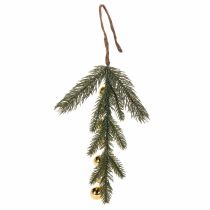 Artikel Künstlicher Tannenzweig mit goldfarbenen Mini-Christbaumkugeln, 46 cm, 2 Stück