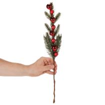 Artikel Künstlicher Tannenzweig mit roten Weihnachtskugeln 48cm 2er-Set