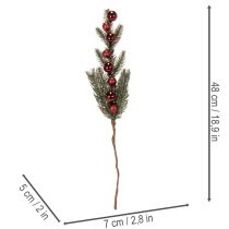 Artikel Künstlicher Tannenzweig mit roten Weihnachtskugeln 48cm 2er-Set