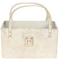 Artikel Metall-Tasche Dekogefäß rechteckig 26 cm Gold für den Innenbereich