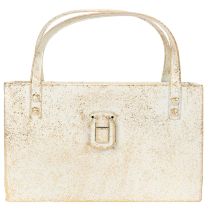 Artikel Metall-Tasche Dekogefäß rechteckig 26 cm Gold für den Innenbereich