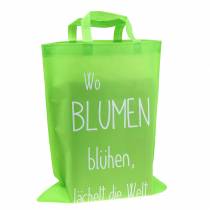 Tragetasche Grün "Wo Blumen blühen..." 38cm x 46cm 24St