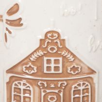 Artikel Keramiktasse mit Hausmotiv und Schneeflocken-Relief 9 cm Beige-Braun