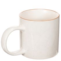 Artikel Keramiktasse mit Hausmotiv und Schneeflocken-Relief 9 cm Beige-Braun