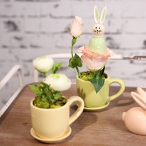 Artikel Kaffeetassen-Set aus Keramik mit Untersetzer, Ø 11 cm, bunt, 3 Stück