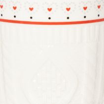 Artikel Kaffeetassen aus Keramik mit rotem Henkel und Herzmotiv 9cm 2er-Set weiß/rot