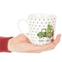Artikel Kaffeetassen-Set Keramik Merry Christmas Weihnachtsauto 10 cm, 2 Stück