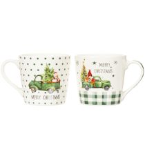 Artikel Kaffeetassen-Set Keramik Merry Christmas Weihnachtsauto 10 cm, 2 Stück