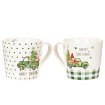 Artikel Kaffeetassen-Set Keramik Merry Christmas Weihnachtsauto 10 cm, 2 Stück
