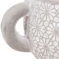 Artikel Teekanne Deko Keramik Übertopf Weiß gewaschen 16×10,5×8cm 3 St