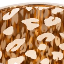 Artikel Teelichthalter Glas 12 cm mit Leopardenmuster Silber und Gold