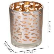 Artikel Windlicht aus Glas mit zweifarbigem Leopardenmuster, Ø 8 cm