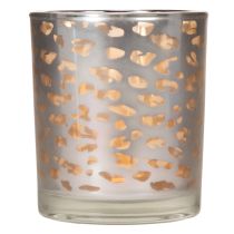 Artikel Windlicht aus Glas mit zweifarbigem Leopardenmuster, Ø 8 cm