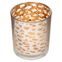 Artikel Windlicht aus Glas mit zweifarbigem Leopardenmuster, Ø 8 cm