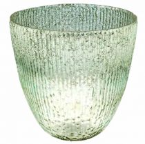 Kerzenglas Windlicht Blau Grün Tischdeko Glas Ø21cm H21,5cm