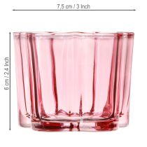 Artikel Teelichthalter Glas Rosa Blumenform Ø 7,5 cm H 6 cm 6er-Set