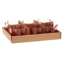 Artikel Teelichthalter Glas Rosa Blumenform Ø 7,5 cm H 6 cm 6er-Set