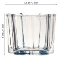 Artikel Teelichthalter aus Glas Blume Blau Ø7,5cm H6cm 6er Set