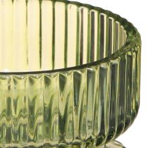 Artikel Teelichthalter Glas Grün Geriffelt Ø9cm H7cm, 4 Stück