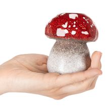 Artikel Deko-Kerzenhalter Pilz aus Keramik, 9 cm, Rot-Weiß