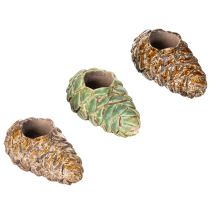 Artikel Kerzenhalter Tannenzapfen-Design Keramik 8 cm 3er-Set Mehrfarbig