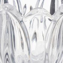 Artikel Kerzenhalter aus Glas mit Blumenmuster, 14 cm, transparent, 2er-Set