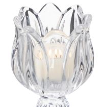 Artikel Kerzenhalter aus Glas mit Blumenmuster, 14 cm, transparent, 2er-Set