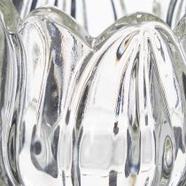 Artikel Teelichthalter aus Glas in Blumenform, 17 cm hoch, klar