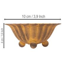 Artikel Teelichthalter Schale aus Metall Ø10cm H4,5cm Rost-Optik