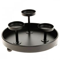 Teelichthalter Windlicht Glas Metall Schwarz Ø19cm H18cm