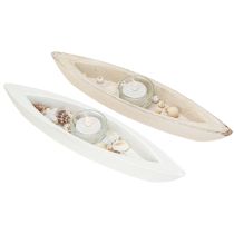Artikel Teelichthalter maritim Teelicht Boot Holz Sortiert 31×6,5cm 2St