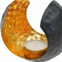 Artikel Teelichthalter Schwarz Gold Tischdeko Metall 12×9×10cm