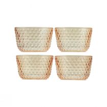 Artikel Teelichthalter Glas Retro-Design Orange Ø8cm H5cm 4 Stück
