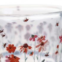 Teelichthalter Glas Windlicht Sommer Wiese Bienen Ø9cm