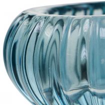 Teelichthalter Glas Kerzenhalter Rund Blau Ø8cm H3,5cm