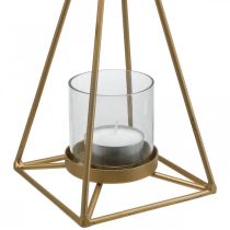 Windlicht hängend Gold Kerzenhalter zum Aufhängen 15×15×38cm