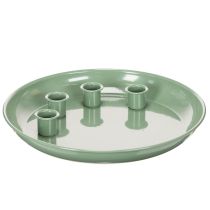 Artikel Kerzenteller aus Metall Grün mit 4 Kerzenhaltern 24cm