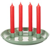 Artikel Kerzenteller aus Metall Grün mit 4 Kerzenhaltern 24cm