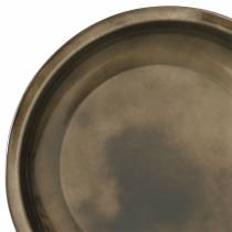 Dekoteller aus Metall Bronze mit Glasureffekt Ø23,5cm