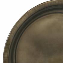 Dekoteller aus Metall Bronze mit Glasureffekt Ø30cm