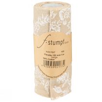Artikel Tischband mit Blumen Tischläufer Baumwolle Beige 15cm 3m