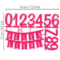 Artikel Filz-Set Tisch- und Kuchendekoration Rosa Pink 27,5 x 19,5 cm
