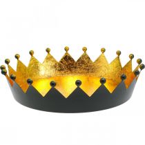 Tischdeko Weihnachten Krone Schwarz Gold Ø25,5cm H6cm