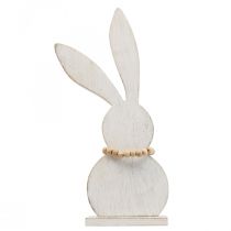 Tischdeko Ostern Hase Aufsteller Holz Weiß/Natur H27cm 2St