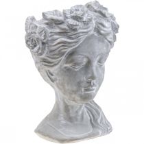 Artikel Pflanzkopf Beton Übertopf Frauenkopf Weiß gewaschen H34cm