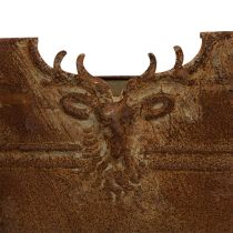 Artikel Oval Metallschale mit Griffen und Hirschmotiv Rostoptik 36 cm