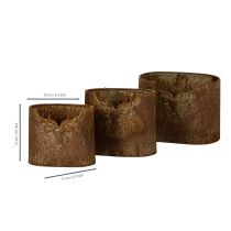 Artikel Pflanzgefäß 3er-Set Metall oval Rostoptik mit Hirschmotiv 24cm